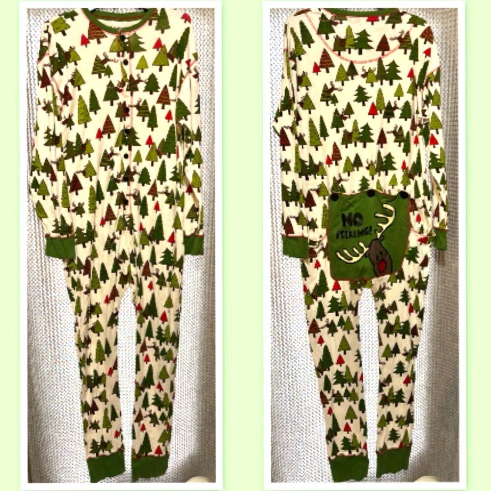 LazyOne "No Peeking!" Reindeer Flapjack Adult Onesie ~ Size XL